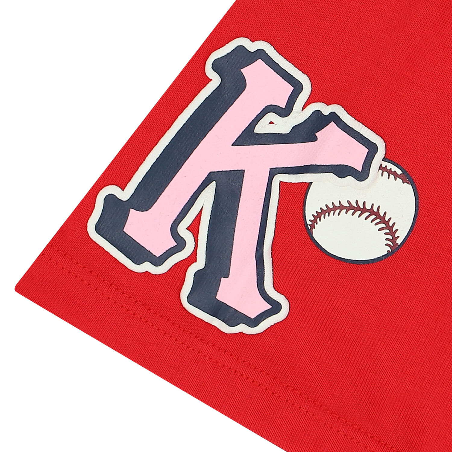 تيشيرت بنات بالشعار باللون الوردى والأحمر, 1, hi-res